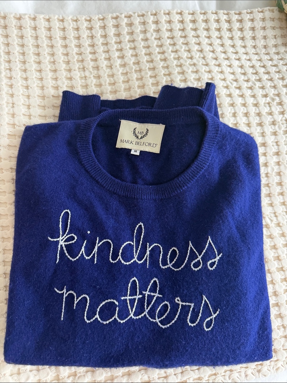 Lingua Franca x Mark Belford Cashmere "Kindness Matters" Sweater